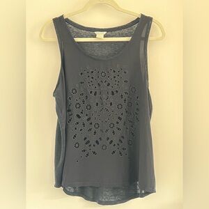 Club Monaco Black Laser-Cut Tank Top